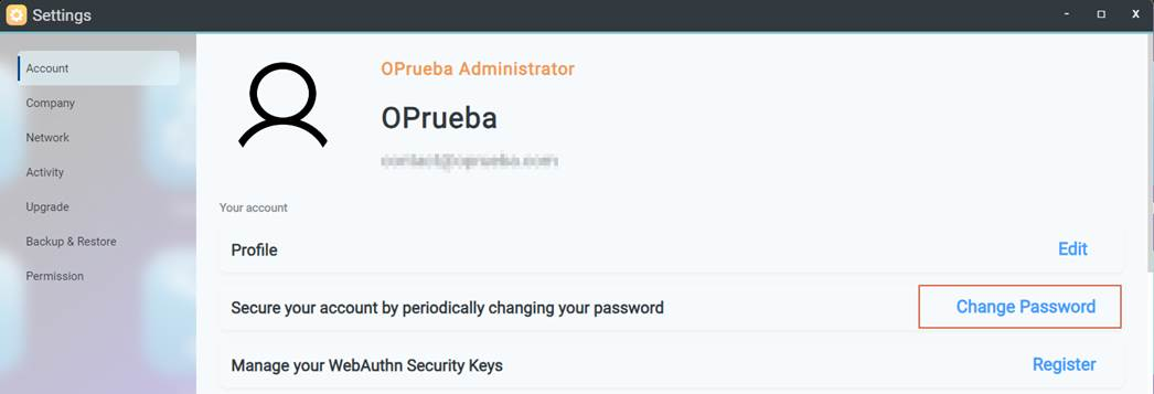 OOS Controller 的 Account 設定頁面