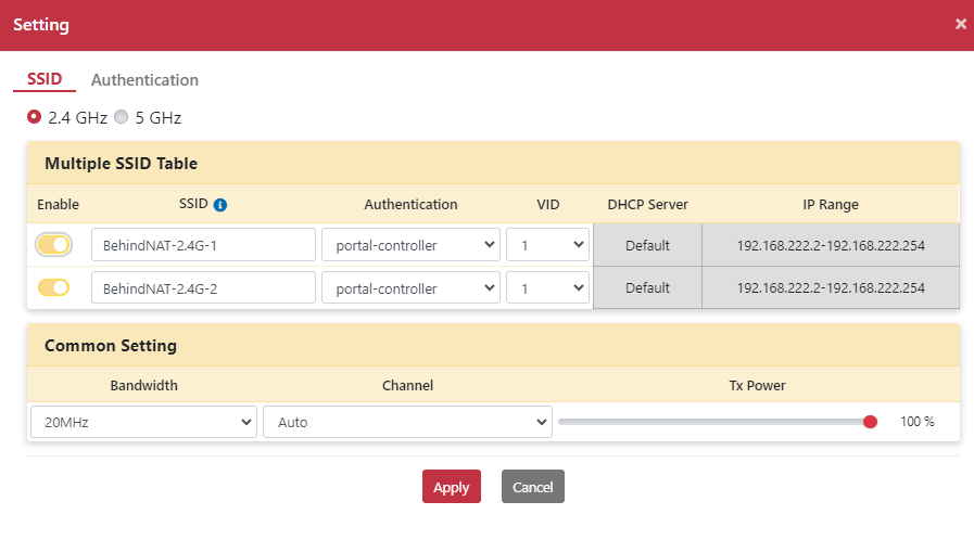 SSID 套用 Controller Portal 驗證