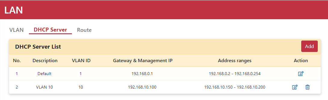 新增 DHCP 伺服器對話方塊