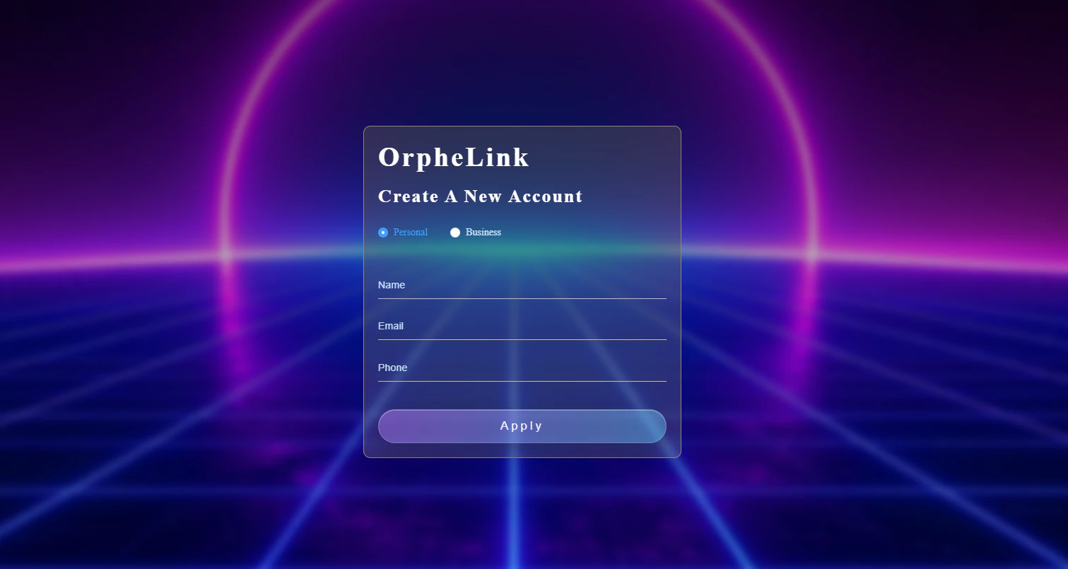 OrpheLink account registration form