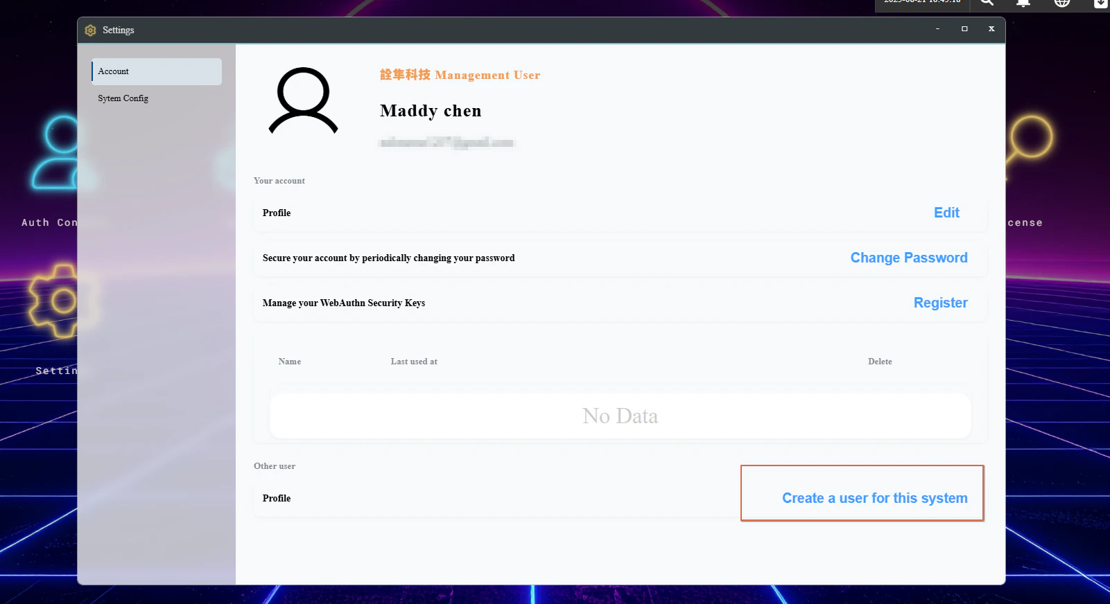 User management interface for business accounts